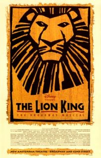 Original Broadway Cast Poster Lion King Heather Headley Elton John Tim 
