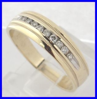 Mens 10KY Gold Round Diamond Wedding Band Ring 25ct