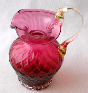 Italian Art Glass Ruby Optic Pitcher by Alfredo Barbini