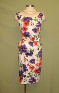 ALEX MARIE Ivory Purple & Orange Flower Wanda Sleeveless Dress 24W 