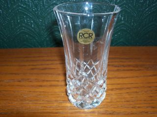 Royal Crystal Rock Small Vase with Diamond Cut Accents 24 Lead Crystal 