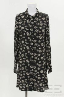 Alexa Chung for Madewell Black & Ivory Floral Print Button Up Shirt 