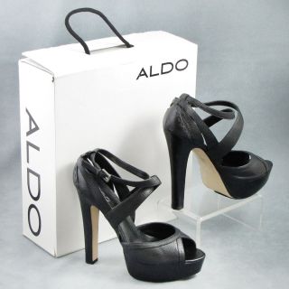 Aldo Leflar Platform Pumps Black Matte Leather 9 39