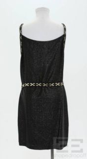 Alberta FERRETTI Black Shimmer Chain Link Sleeveless Dress Size 8 