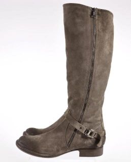 Alberto FERMANI Dark Taupe Suede Side Zip Knee High Boots Made in 