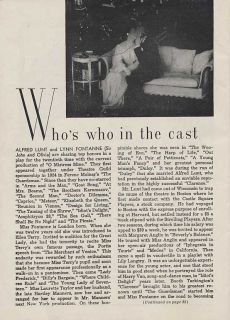 Playbill 1947 Empire Theatre Alfred Lunt Lynn Fontanne O Mistress 
