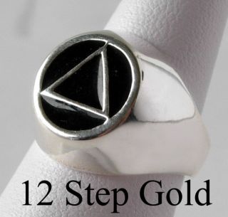 AA Alcoholics Anonymous Jewelry Ster Black Enamel Ring