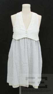 Alexander Wang White & Blue Striped Skirt Sleeveless Dress Size 4