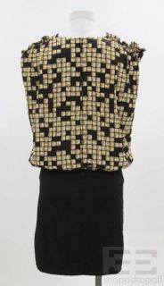 Alexander Wang Black Gold Printed Silk Dress Size 10 New