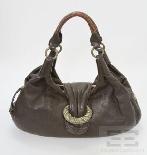 Cole Haan Brown Pebbled Leather Alison Patchwork Handbag F06