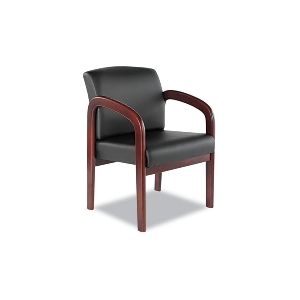 Alera ALERL43ALS10M Guest Chair Mahogany Black Leather