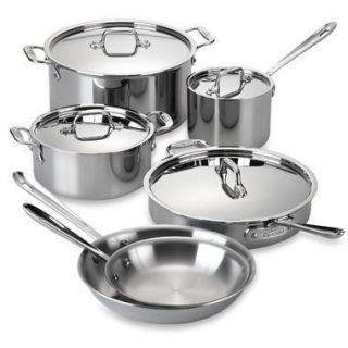All Clad Stainless Steel 10 Piece Cookware Set New