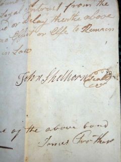   Handwritten Bond Document Allegany MD Prather Shellhorn Rev War