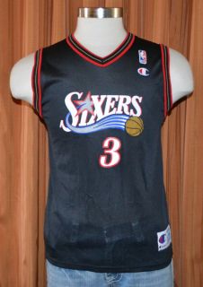 76ers Sixers Allen Iverson 3 Vintage Champion Jersey Youth Boys Large 