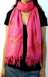 Sir Alistair Rai Gayatri Mantra Love Pink Scarf Wrap GM L12 Brand New 