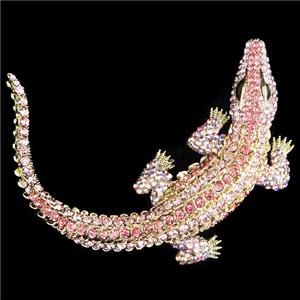 huge 4 4 alligator pin brooch swarovski crystal pink crocodile pendant