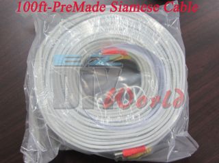 100ft All in One Cable for Security Camera White