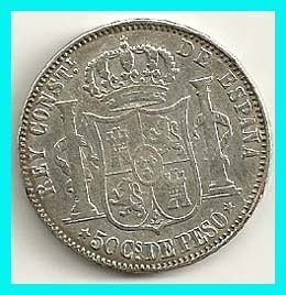 Philipines Spain 1881 Alfonso XII Silver Coin