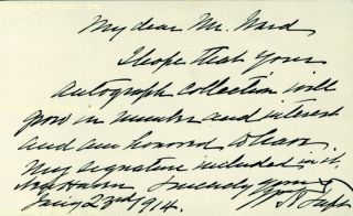 William H Taft Autograph Letter Signed 01 23 1914