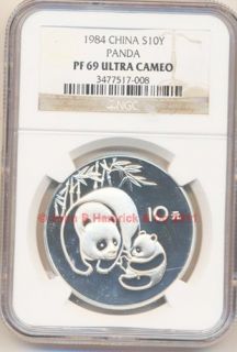 1984 Chinese 1 oz 10Y Silver Pandas NGC PR69 Ultra Cameo
