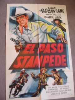 Allan Rocky Lane El Paso Stampede 1S Movie Poster 1953
