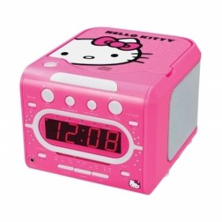 Hello Kitty AM FM Stereo Alarm Clock Radio with Top Loading CD Player