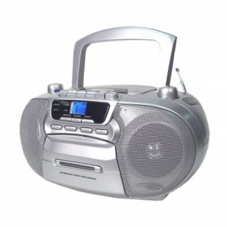   727 Portable CD Player with Cassette Recorder Am FM Radio Silve