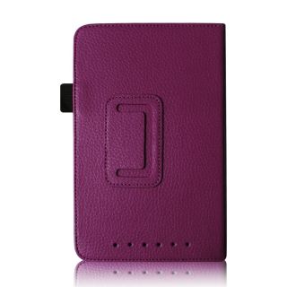 Purple PU Leather Folio Stand Case Cover Stylus for Google Nexus 7 