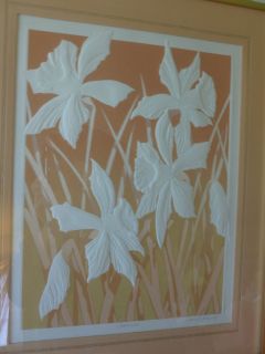 Signed by Artist David Allgood 1983 Daffodils Embossed Framed with 