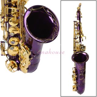 New Alto Sax Saxophone Purple Descending E Brass with Abalone Shell 