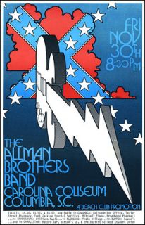 Allman Brothers Band Columbia SC 1973 Concert Poster