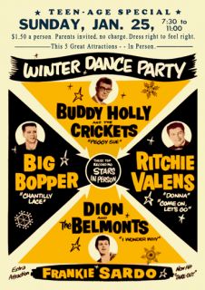 Buddy Holly Big Bopper Winter Dance Party 1959 Poster