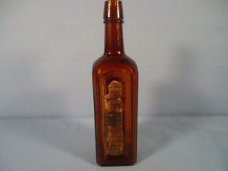 Antique Amber Glass Medicine Bottle Paines Celery Compound