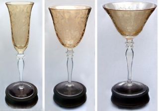 Crystal Stemware Amber Yellow Etched Choice $15 00 Ea