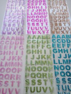 55 Rhinestone Alphabet Letters Stickers Sheet Scrapbooking Gemstones 1 