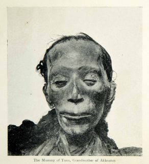 1923 Print Akhenaten Grandmother Mummy Tjuyu Head Thuyu Corpse Egypt 