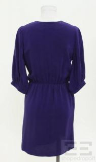 Amanda Uprichard Purple Silk V neck Short Sleeve Dress Size S