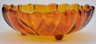 Amber Three Footed Art Glass Bowl 11 Wide Collectible Home Decor 