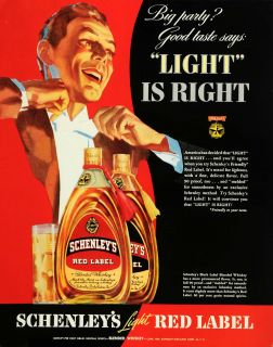   Schenleys Light Red Label Whiskey American Tux   ORIGINAL ADVERTISING