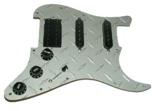 Loaded Fat Strat Pickguard Diamond Plate Blk Fit Fender