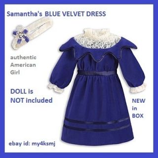 American Girl Doll Samanthas Blue Velvet Party Dress
