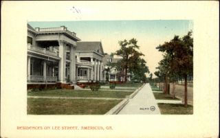AMERICUS GA Lee Street Residences c1910 Postcard