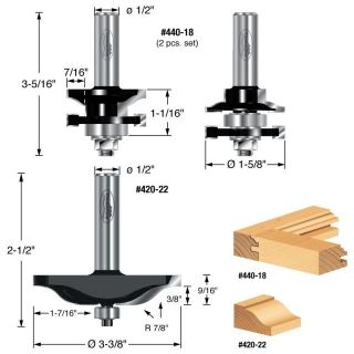 Amana Timberline TRS 260 3 Router Bit Set for Ogee Raised Panel 