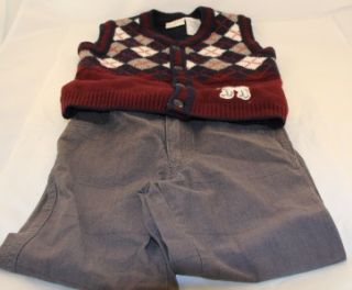 Amy COE Toddler Charcoal Gray Pants 48M BT Kids Argyle Look Vest Size 