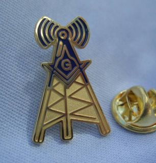 Masonic Amateur Radio Ham Lapel Pin and Pouch