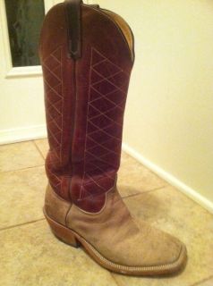 Anderson Bean Roughout Cowboy Boots Square Toe Riding Heel Tall Tops 