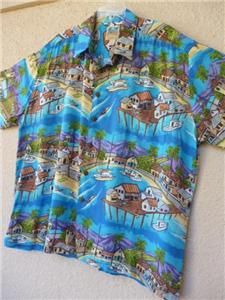 Vtg Hawaiian Shirt Kahala Don Anderson Island Village Rayon XXL 2XL 