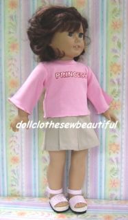 Doll Clothes Fit American Girl Khaki Pleated Mini Skirt