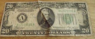 1934 B Andrew Jackson 20 Dollar Bill Federal Note US Currency Small 