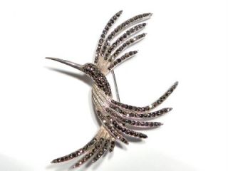 Antique Art Deco Marcasite Silver Phoenix Bird Brooch